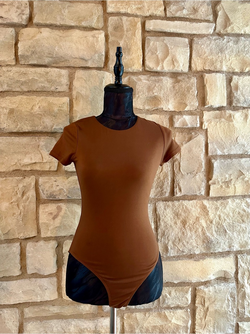 Women's Short-Sleeve Brown Bodysuit